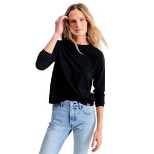 Kule The Modern Long Sleeve Tee Shirt Black 100% Organic Cotton Women XS Minimal